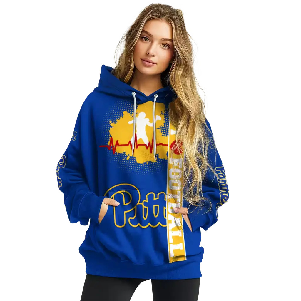 pittsburgh panthers football heartbeat royal blue hoodie high quality pittsburgh panthers football heartbeat royal blue hoodie high quality