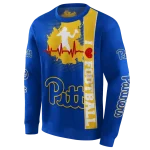 pittsburgh panthers football heartbeat royal blue hoodie best selling