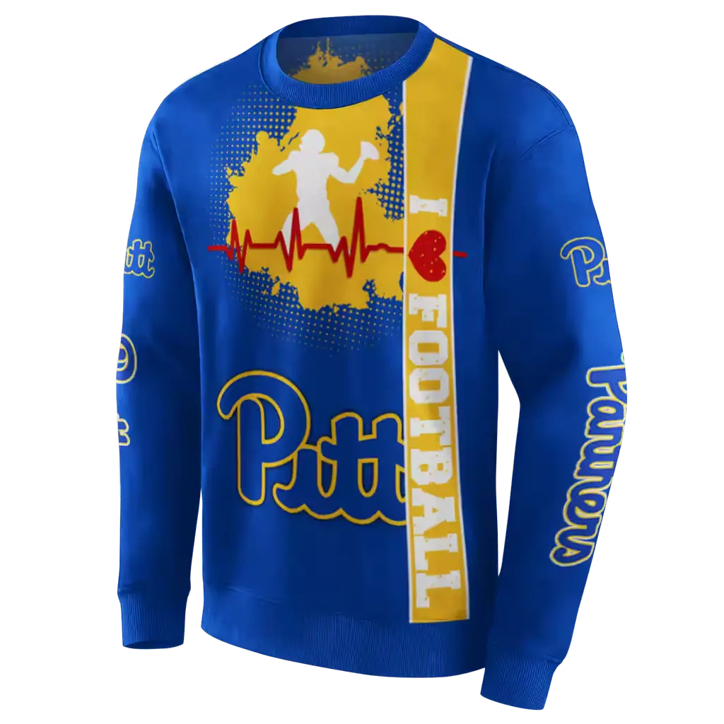 pittsburgh panthers football heartbeat royal blue hoodie new arrival pittsburgh panthers football heartbeat royal blue hoodie new arrival