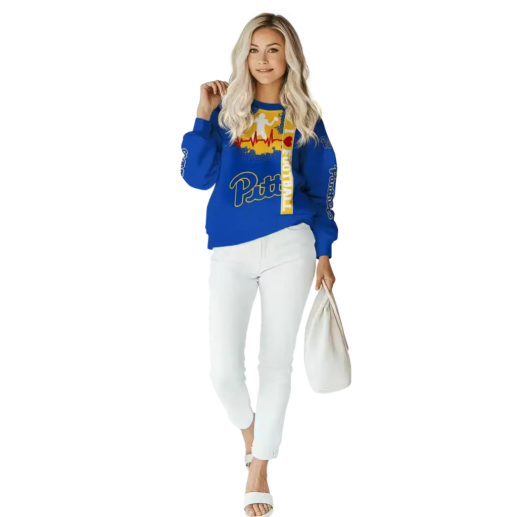 pittsburgh panthers football heartbeat royal blue hoodie trendy pittsburgh panthers football heartbeat royal blue hoodie trendy