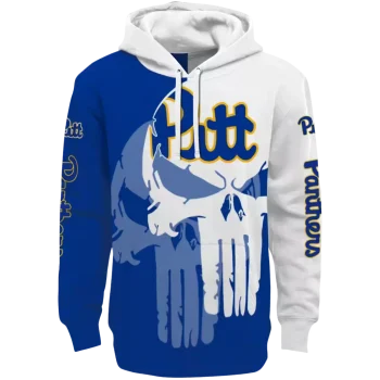 pittsburgh panthers graphic punisher royal white hoodie best selling