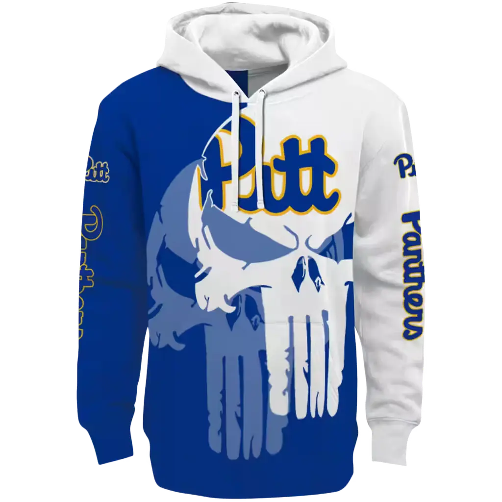 pittsburgh panthers graphic punisher royal white hoodie best selling pittsburgh panthers graphic punisher royal white hoodie best selling