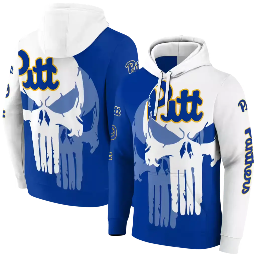 pittsburgh panthers graphic punisher royal white hoodie fashion forward pittsburgh panthers graphic punisher royal white hoodie fashion forward
