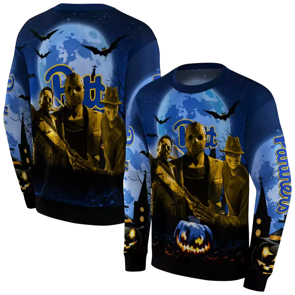 pittsburgh panthers halloween vibes royal blue black hoodie premium grade pittsburgh panthers halloween vibes royal blue black hoodie premium grade
