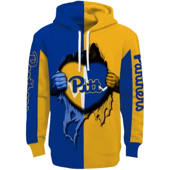 pittsburgh panthers heartbeat graphic royal blue hoodie best selling