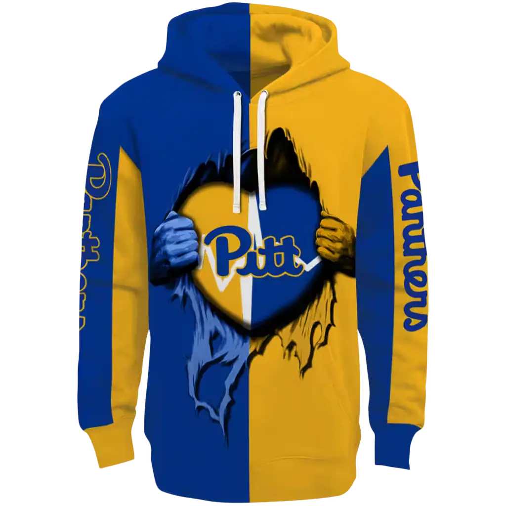 pittsburgh panthers heartbeat graphic royal blue hoodie best selling pittsburgh panthers heartbeat graphic royal blue hoodie best selling