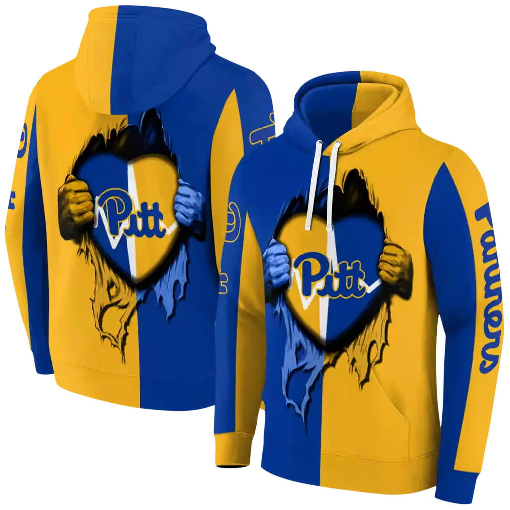pittsburgh panthers heartbeat graphic royal blue hoodie fashion forward pittsburgh panthers heartbeat graphic royal blue hoodie fashion forward