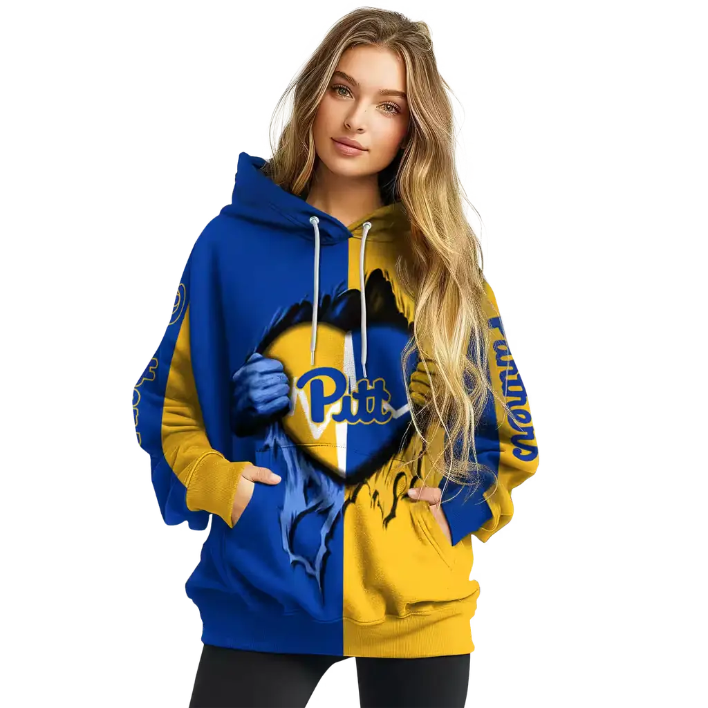 pittsburgh panthers heartbeat graphic royal blue hoodie high quality pittsburgh panthers heartbeat graphic royal blue hoodie high quality