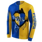 pittsburgh panthers heartbeat graphic royal blue hoodie best selling