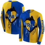 pittsburgh panthers heartbeat graphic royal blue hoodie best selling