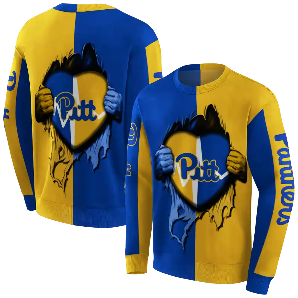 pittsburgh panthers heartbeat graphic royal blue hoodie premium grade pittsburgh panthers heartbeat graphic royal blue hoodie premium grade