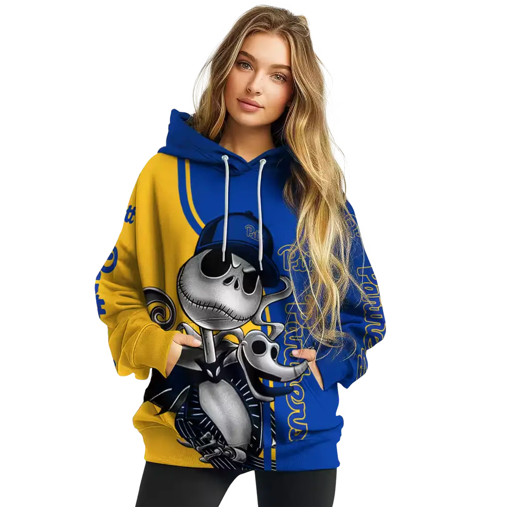 pittsburgh panthers jack skellington royal blue hoodie high quality pittsburgh panthers jack skellington royal blue hoodie high quality