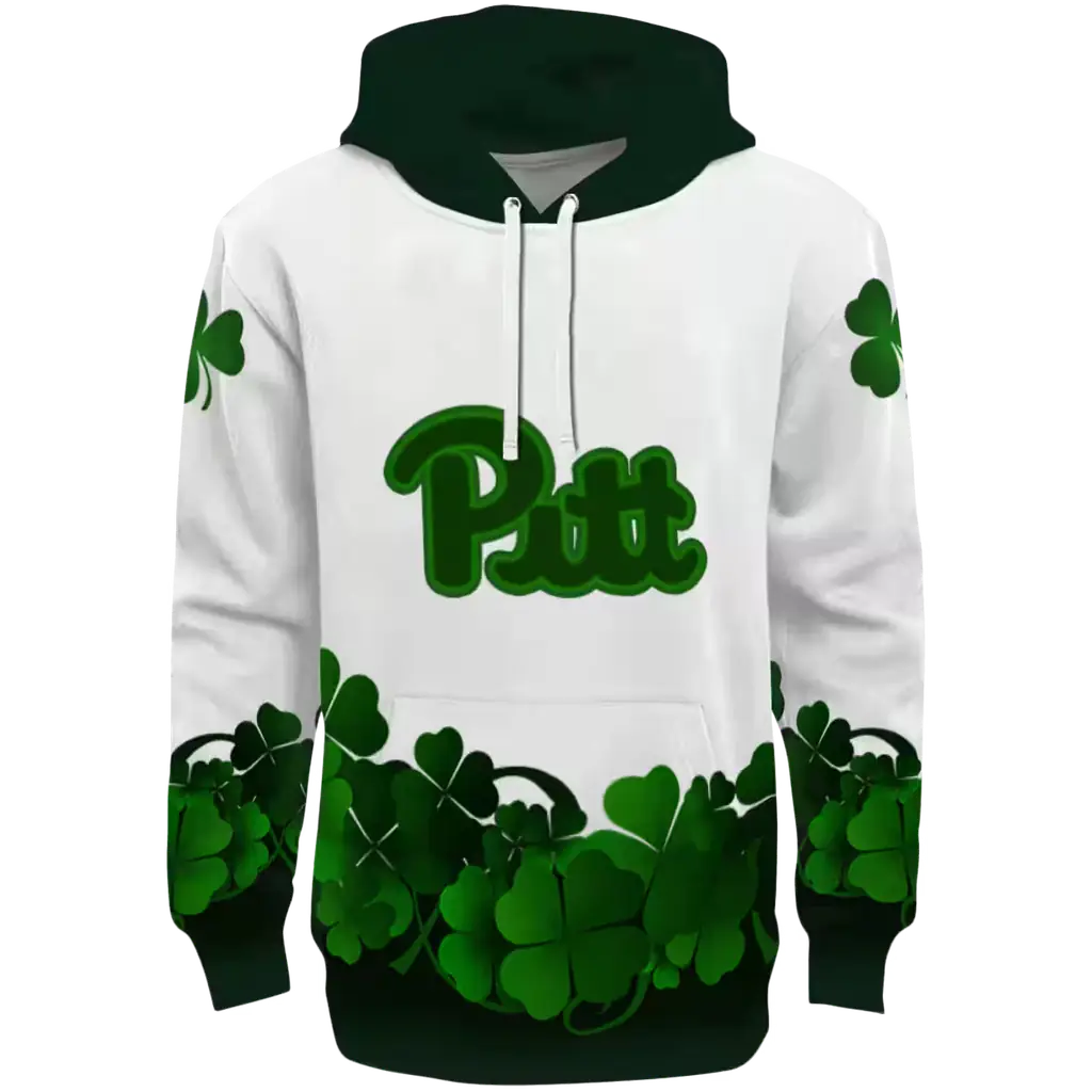 pittsburgh panthers lucky motif white green hoodie best selling pittsburgh panthers lucky motif white green hoodie best selling