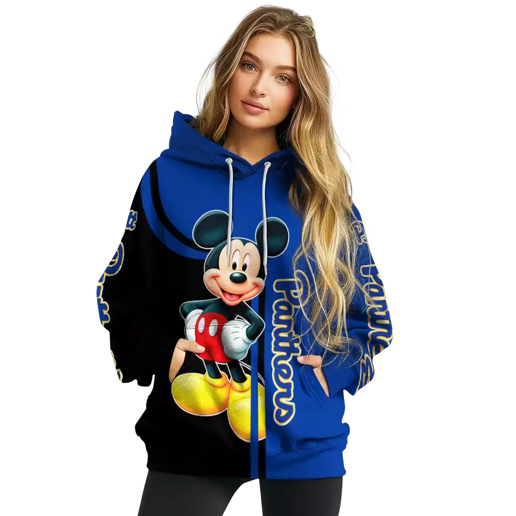 pittsburgh panthers mickey mouse royal black hoodie high quality pittsburgh panthers mickey mouse royal black hoodie high quality