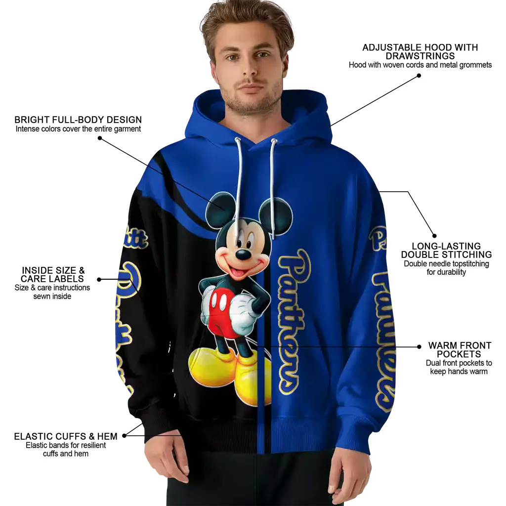 pittsburgh panthers mickey mouse royal black hoodie latest model pittsburgh panthers mickey mouse royal black hoodie latest model