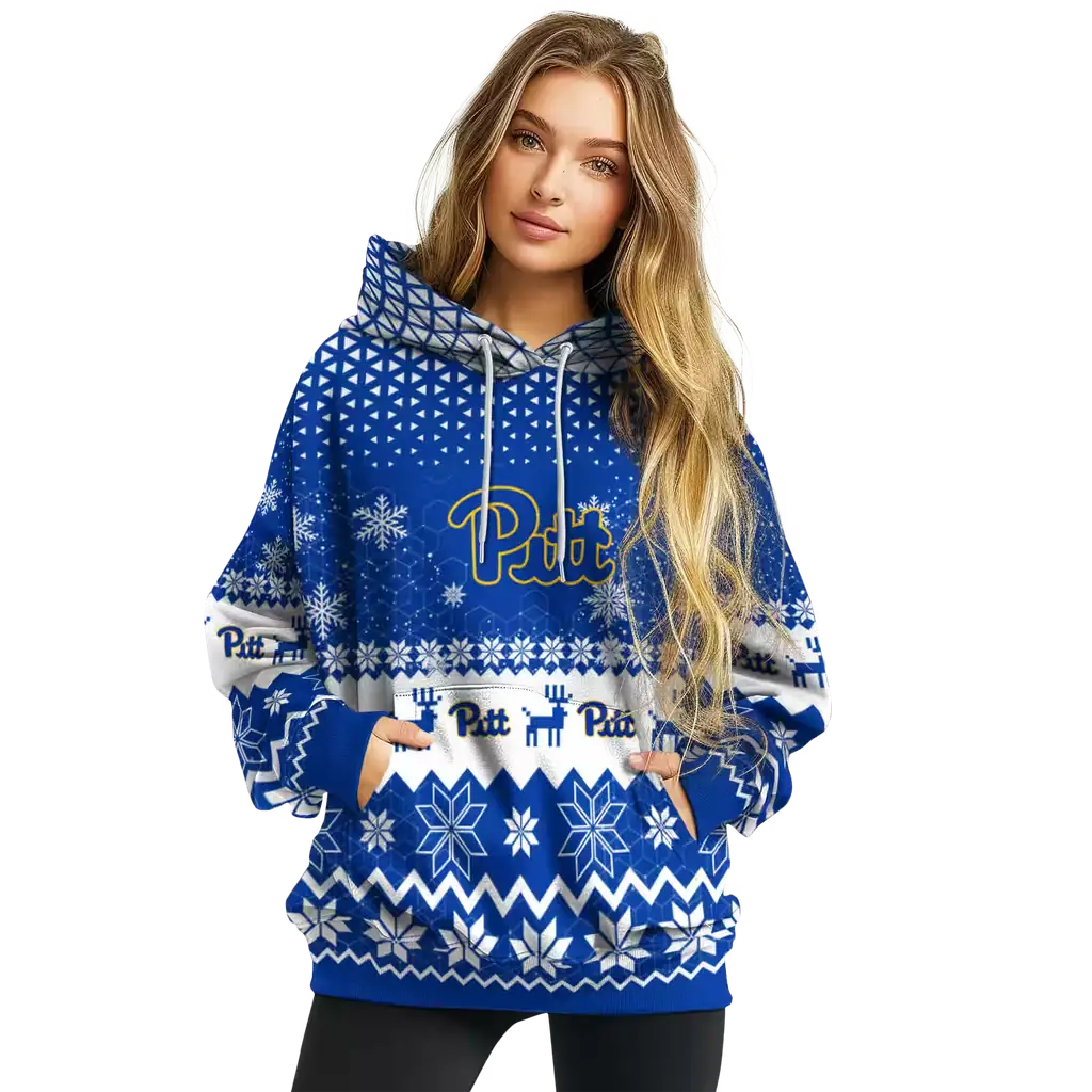 pittsburgh panthers reindeer motif royal blue hoodie high quality pittsburgh panthers reindeer motif royal blue hoodie high quality