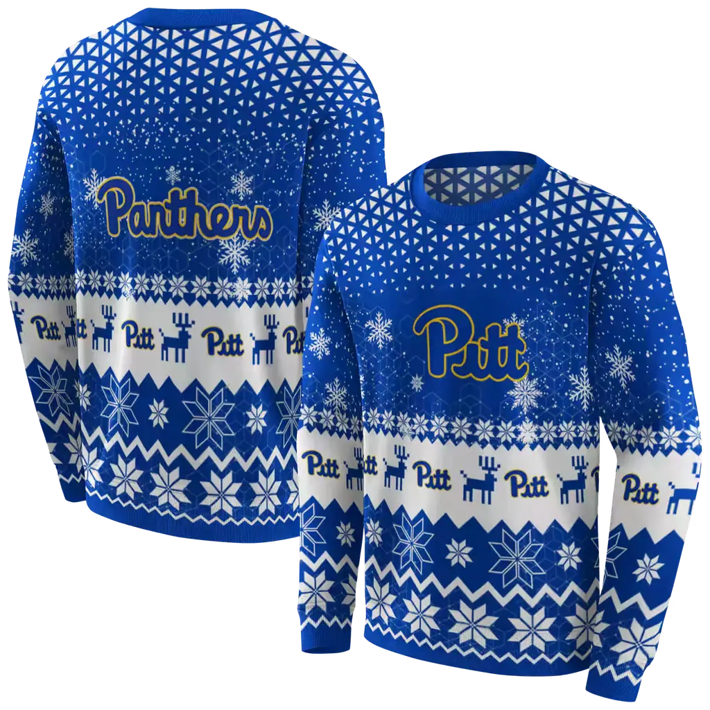 pittsburgh panthers reindeer motif royal blue hoodie premium grade pittsburgh panthers reindeer motif royal blue hoodie premium grade
