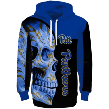 pittsburgh panthers skull motif royal black hoodie best selling