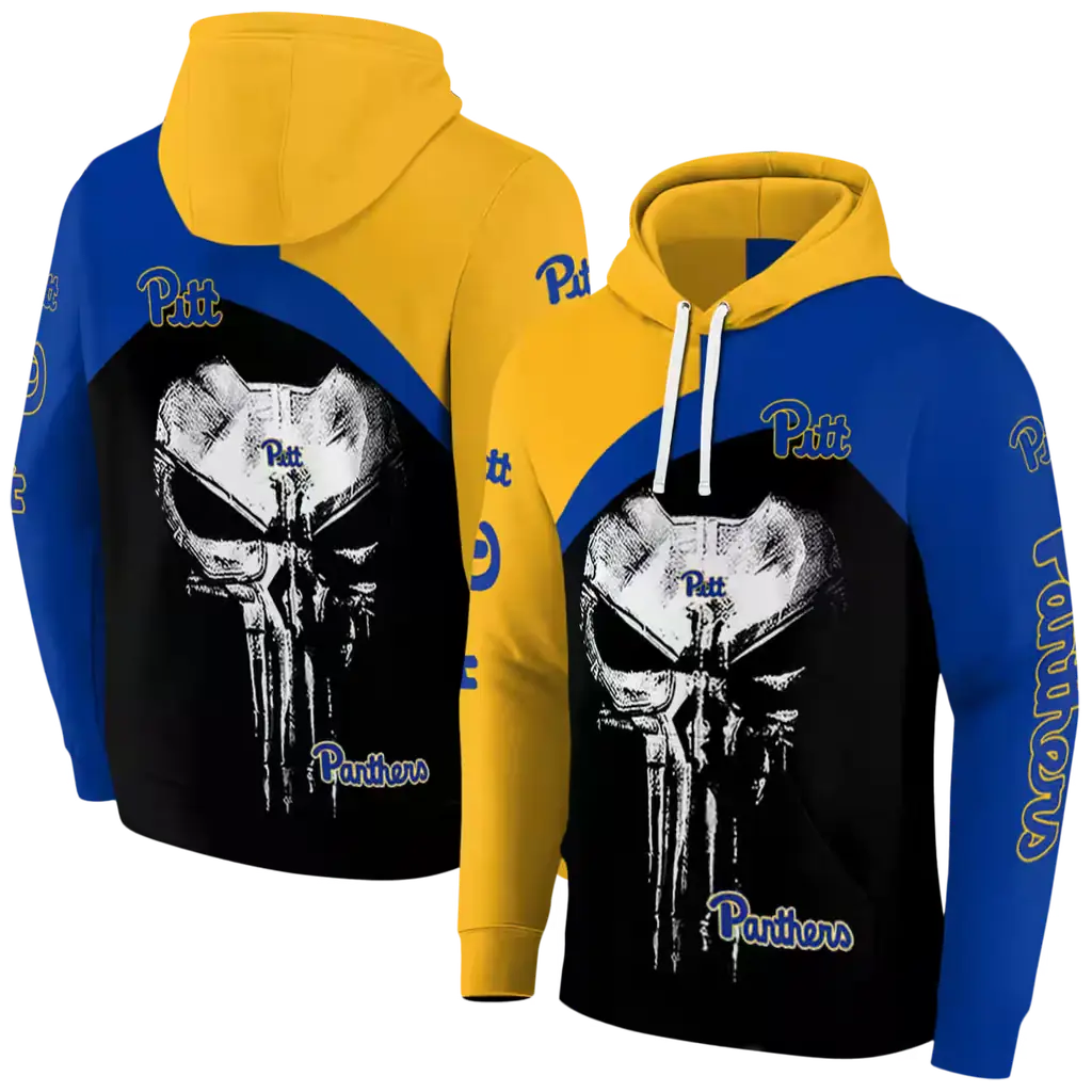 pittsburgh panthers skull punisher gold black hoodie fashion forward pittsburgh panthers skull punisher gold black hoodie fashion forward