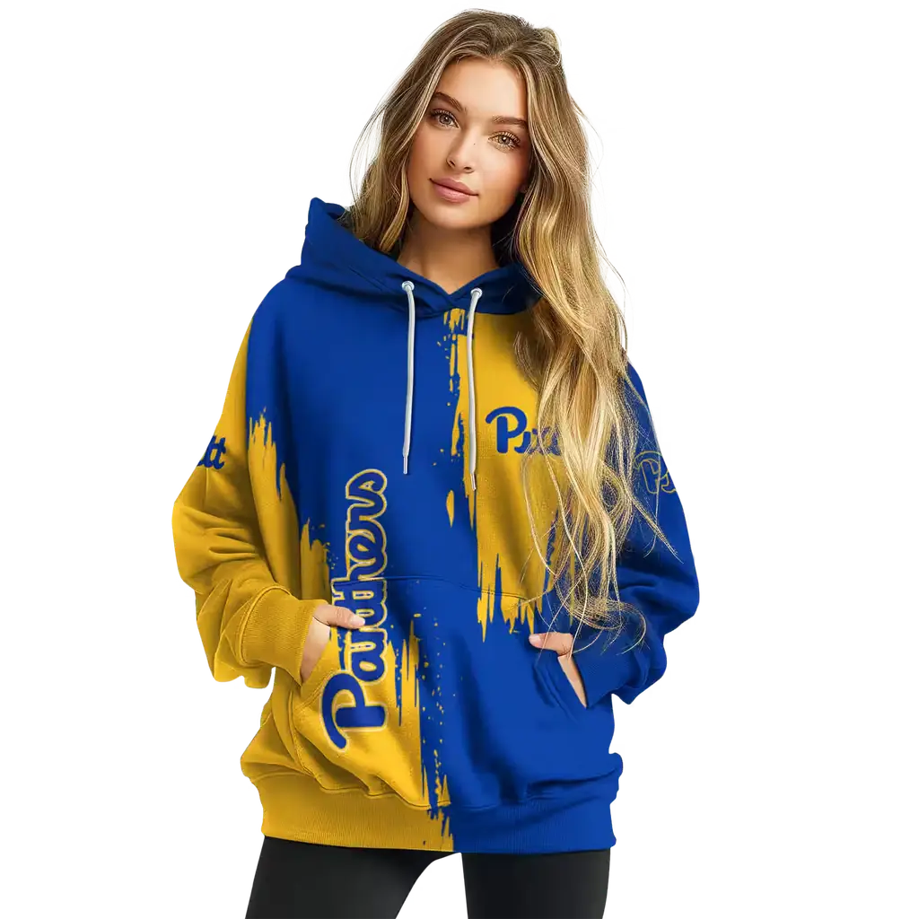 pittsburgh panthers splatter effect royal blue hoodie high quality pittsburgh panthers splatter effect royal blue hoodie high quality