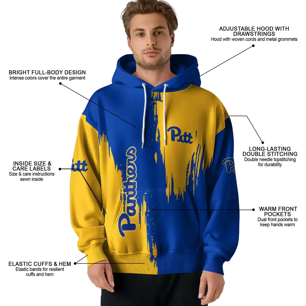 pittsburgh panthers splatter effect royal blue hoodie latest model pittsburgh panthers splatter effect royal blue hoodie latest model