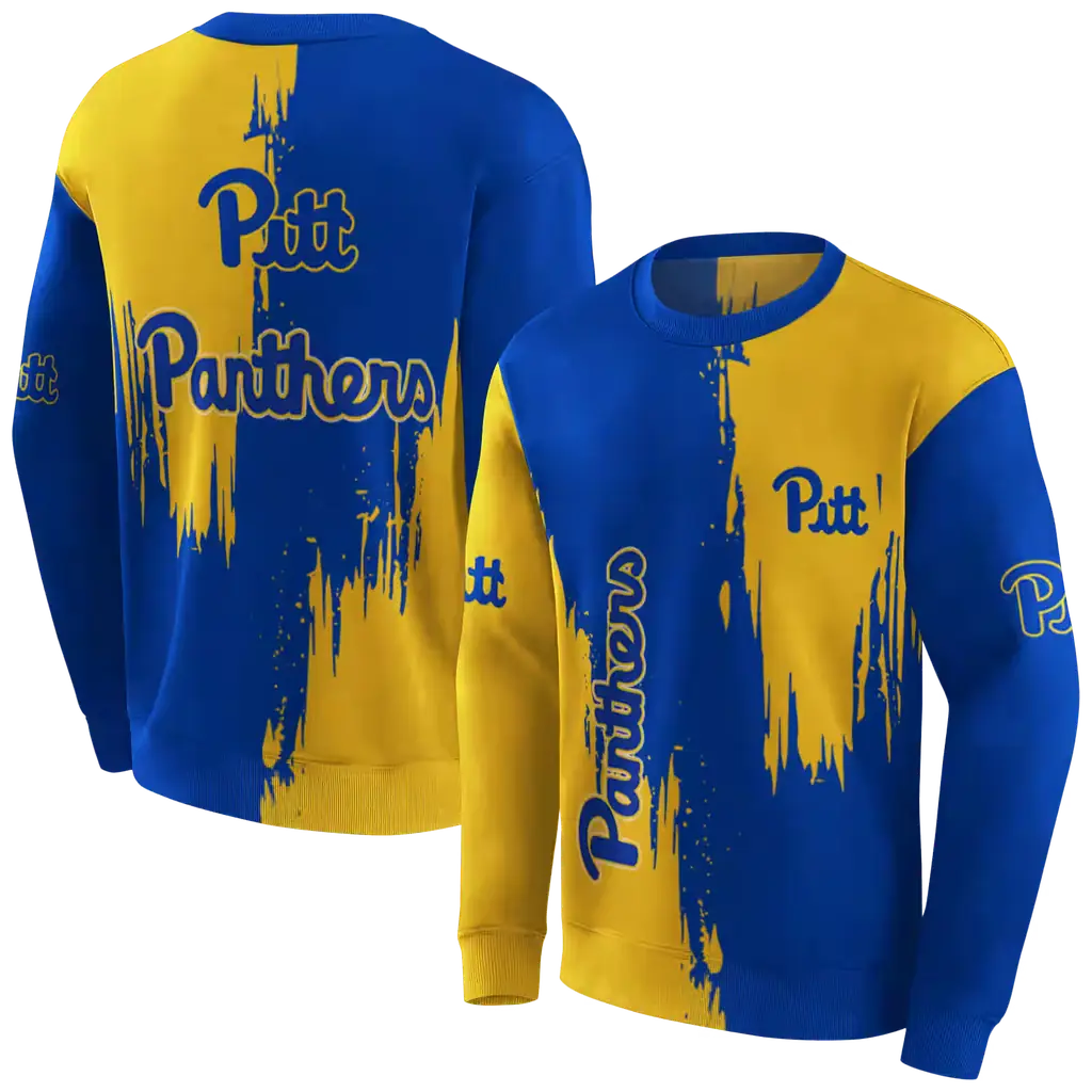 pittsburgh panthers splatter effect royal blue hoodie premium grade pittsburgh panthers splatter effect royal blue hoodie premium grade