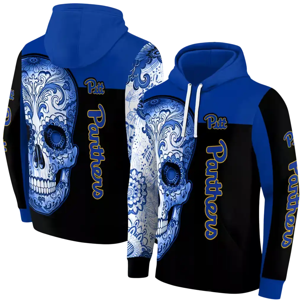 pittsburgh panthers sugar skull royal blue black hoodie fashion forward pittsburgh panthers sugar skull royal blue black hoodie fashion forward