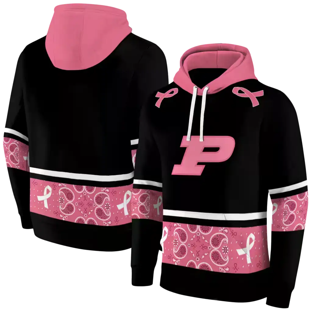 purdue boilermakers awareness ribbon black pink hoodie fashion forward purdue boilermakers awareness ribbon black pink hoodie fashion forward