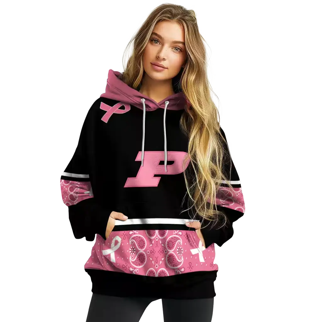 purdue boilermakers awareness ribbon black pink hoodie high quality purdue boilermakers awareness ribbon black pink hoodie high quality