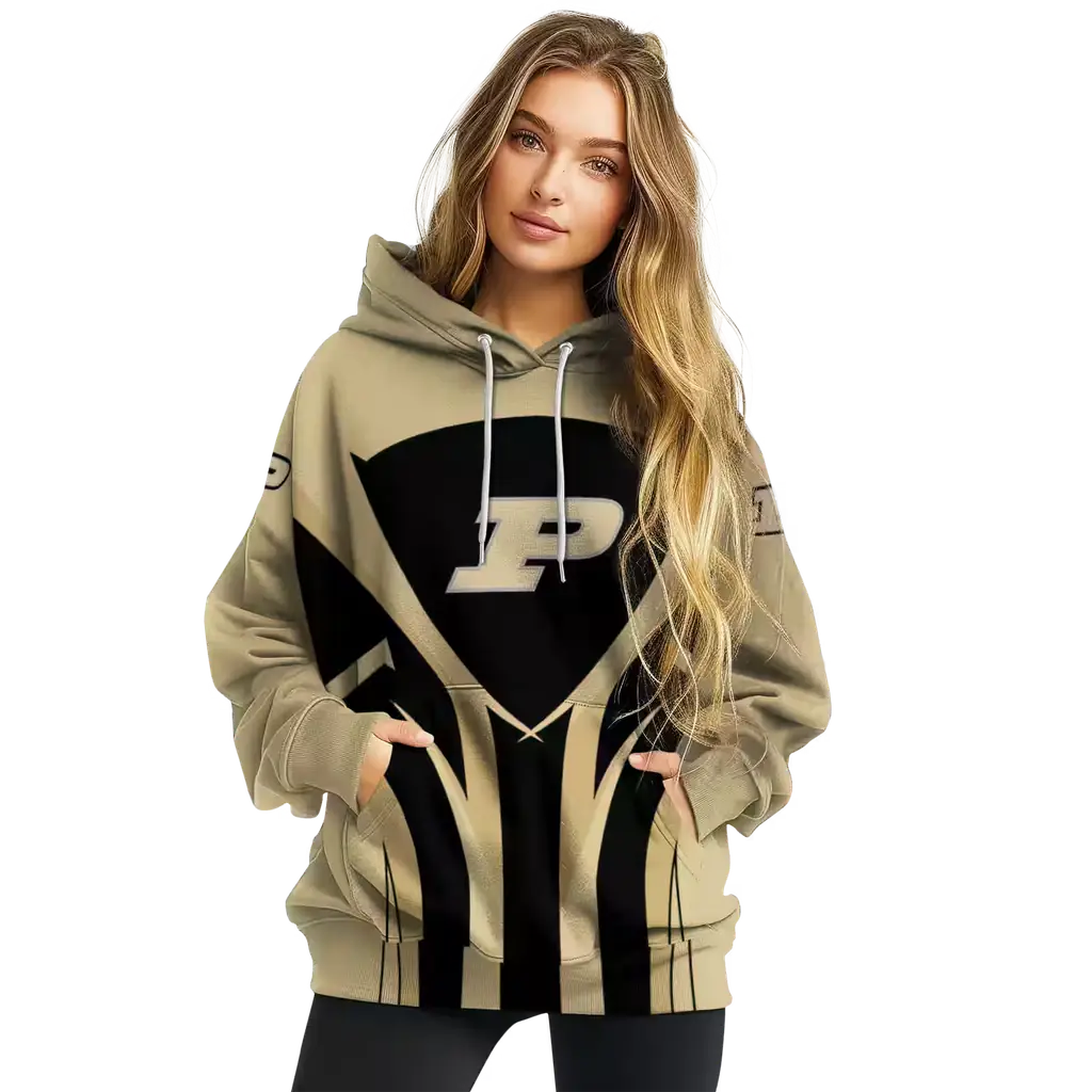 purdue boilermakers concentric lines gold black hoodie high quality purdue boilermakers concentric lines gold black hoodie high quality