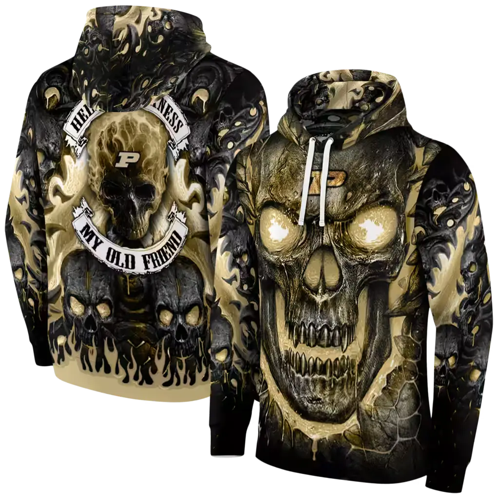 purdue boilermakers demonic skull gold black hoodie fashion forward purdue boilermakers demonic skull gold black hoodie fashion forward