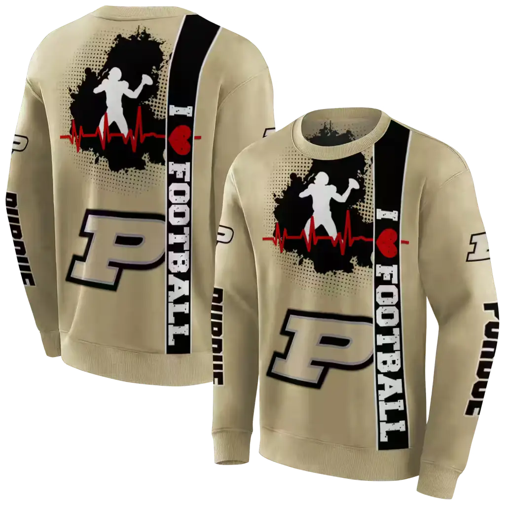 purdue boilermakers football heartbeat gold hoodie premium grade purdue boilermakers football heartbeat gold hoodie premium grade