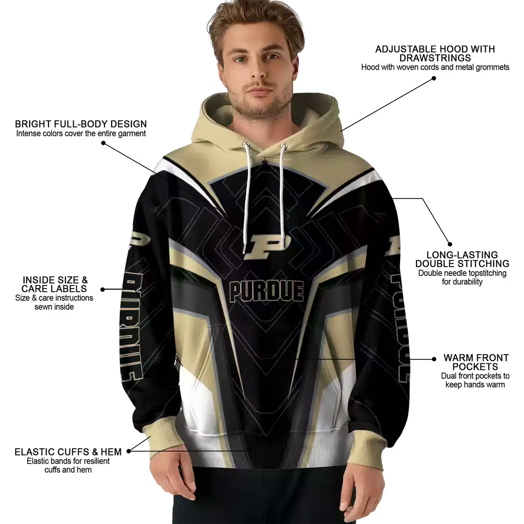 purdue boilermakers futuristic pattern gold black hoodie latest model purdue boilermakers futuristic pattern gold black hoodie latest model