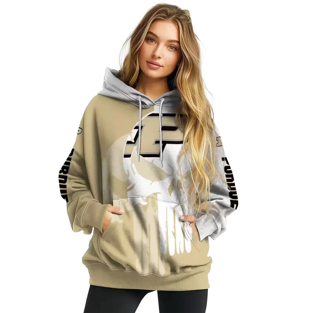 purdue boilermakers graphic punisher gold white hoodie high quality purdue boilermakers graphic punisher gold white hoodie high quality