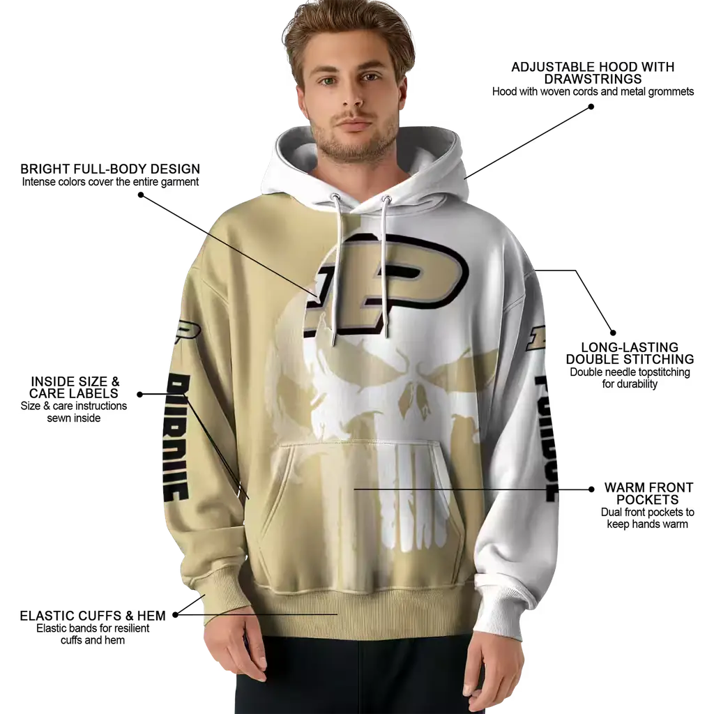 purdue boilermakers graphic punisher gold white hoodie latest model purdue boilermakers graphic punisher gold white hoodie latest model
