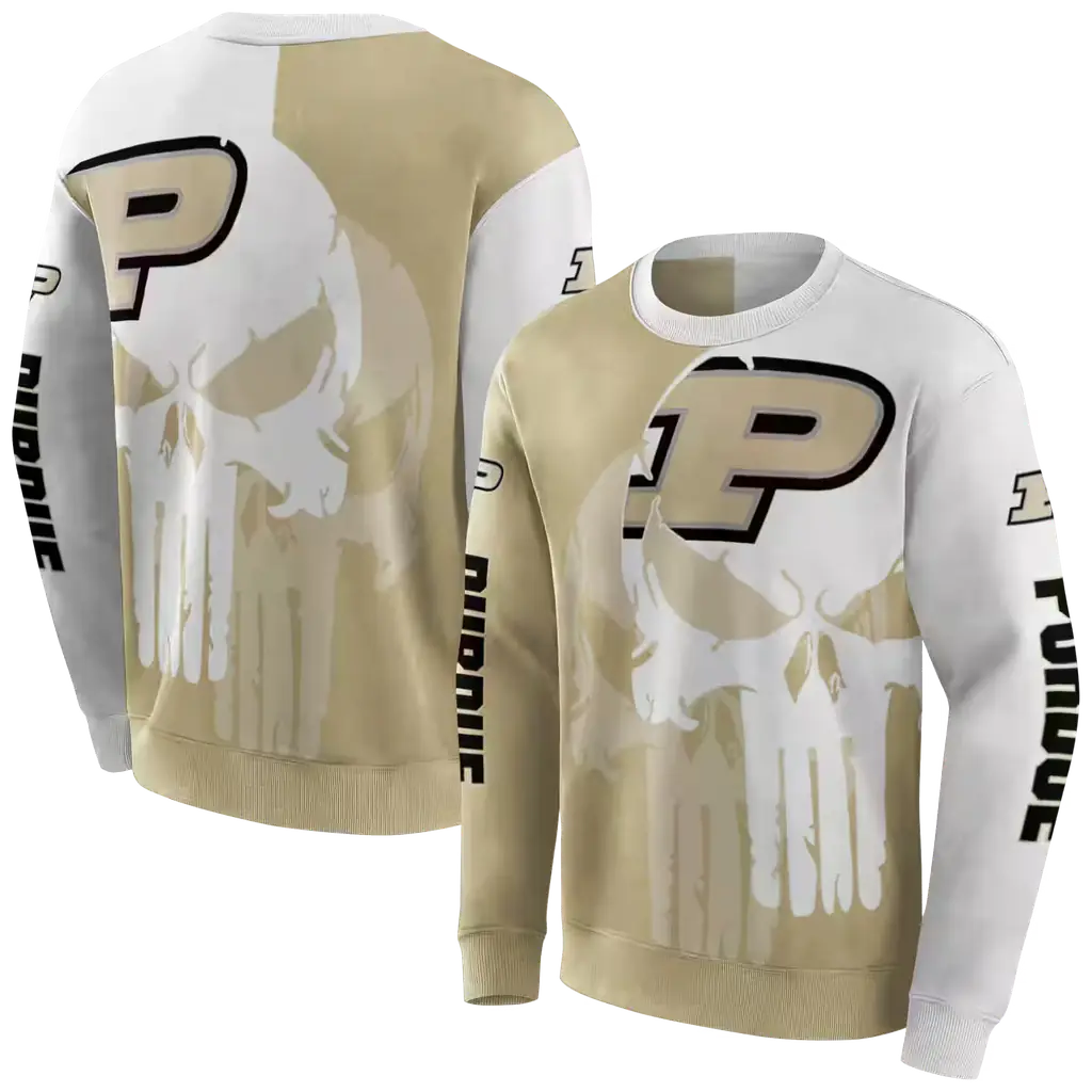 purdue boilermakers graphic punisher gold white hoodie premium grade purdue boilermakers graphic punisher gold white hoodie premium grade