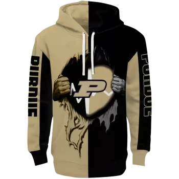 purdue boilermakers heartbeat graphic gold hoodie best selling