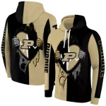purdue boilermakers heartbeat graphic gold hoodie best selling