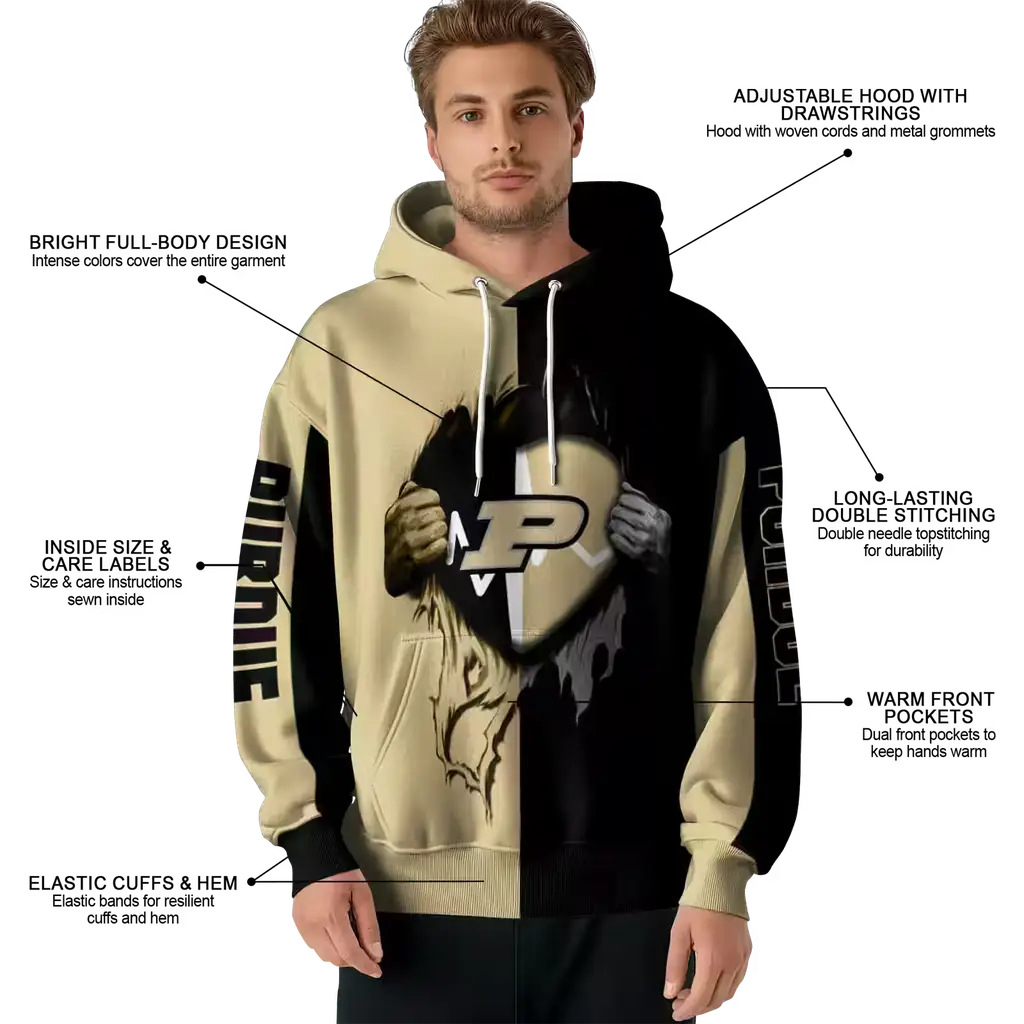 purdue boilermakers heartbeat graphic gold hoodie latest model purdue boilermakers heartbeat graphic gold hoodie latest model