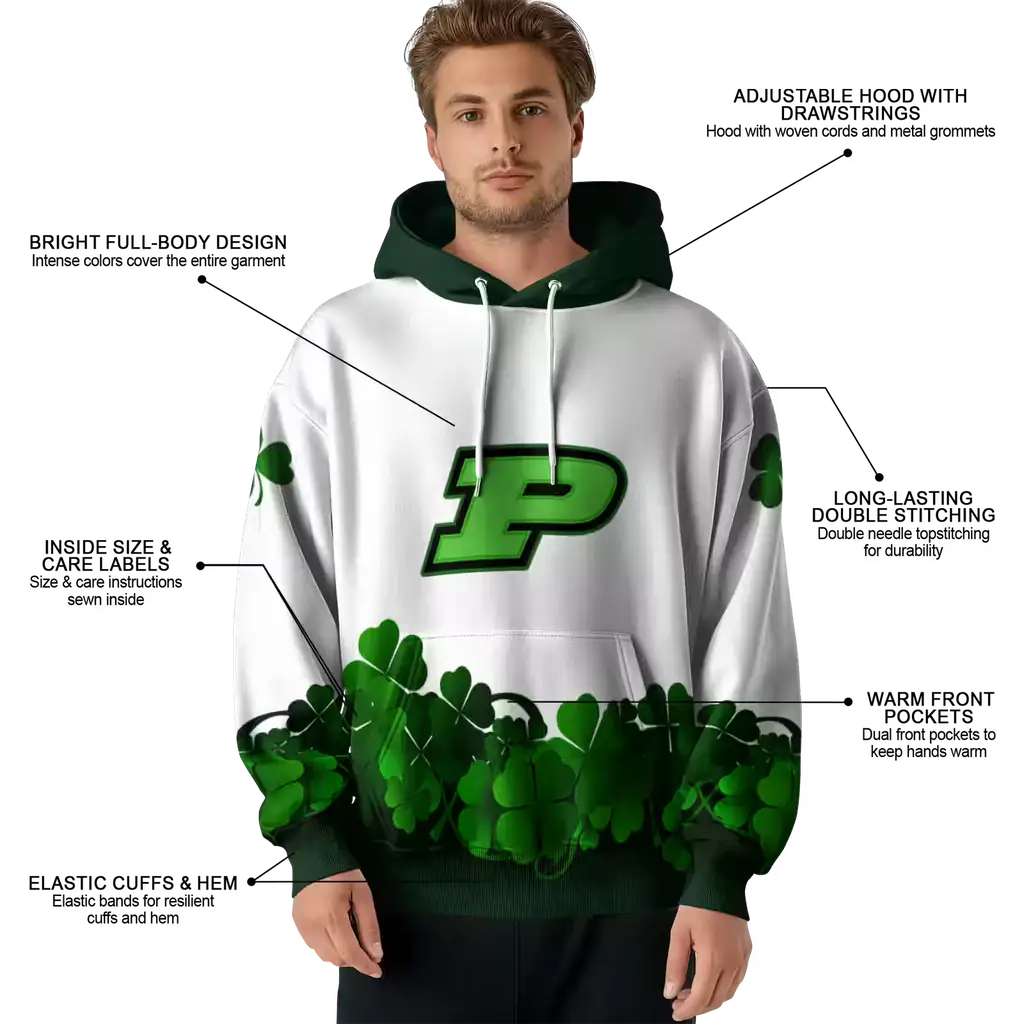 purdue boilermakers lucky motif white green hoodie latest model purdue boilermakers lucky motif white green hoodie latest model