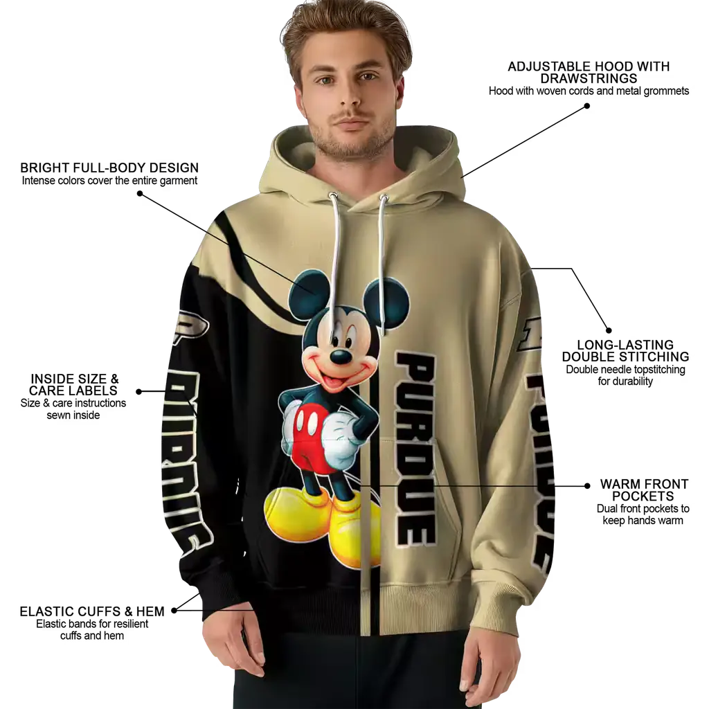 purdue boilermakers mickey mouse gold black hoodie latest model purdue boilermakers mickey mouse gold black hoodie latest model