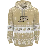 purdue boilermakers reindeer motif gold hoodie best selling