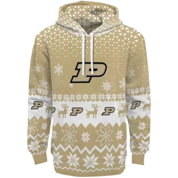 purdue boilermakers reindeer motif gold hoodie best selling