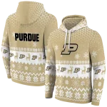 purdue boilermakers reindeer motif gold hoodie best selling