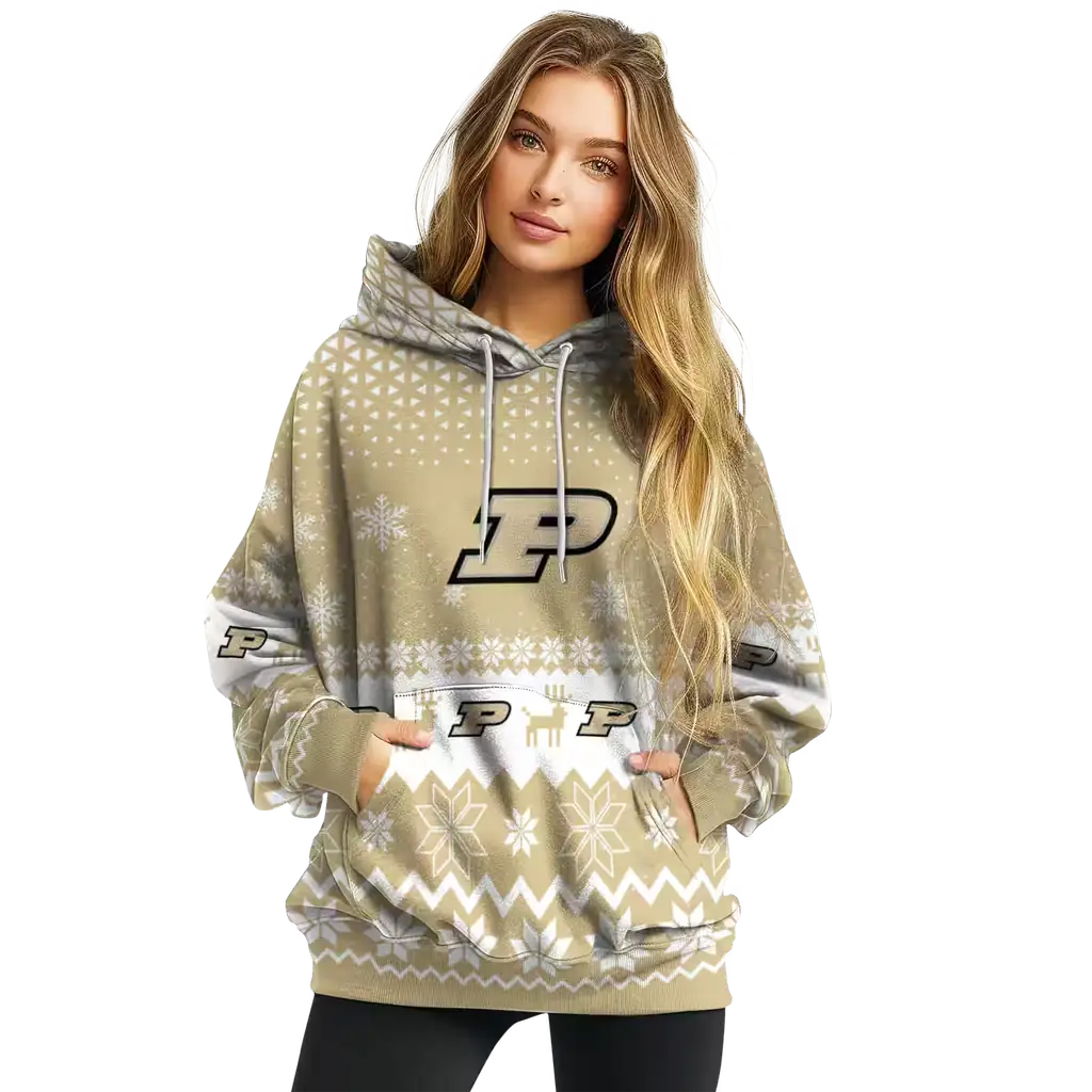 purdue boilermakers reindeer motif gold hoodie high quality purdue boilermakers reindeer motif gold hoodie high quality