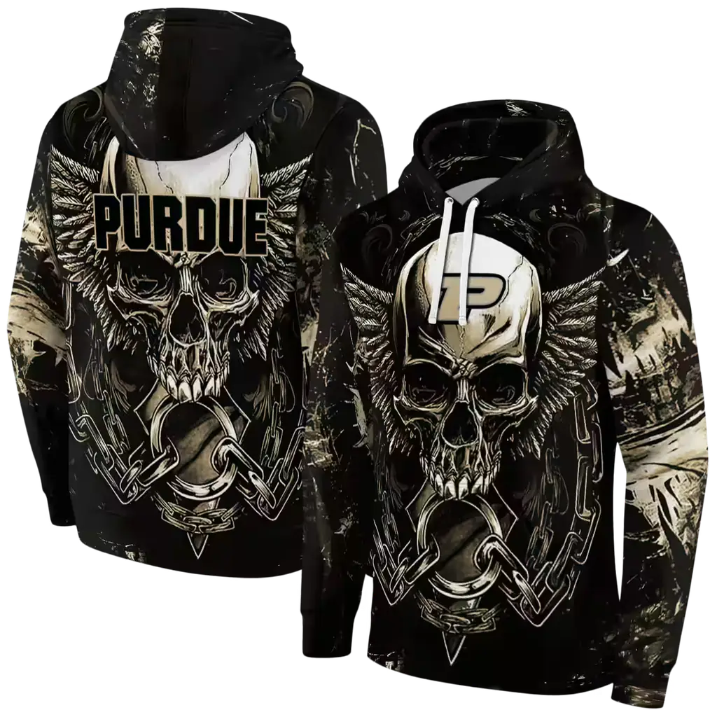 purdue boilermakers skull artwork gold black hoodie fashion forward purdue boilermakers skull artwork gold black hoodie fashion forward