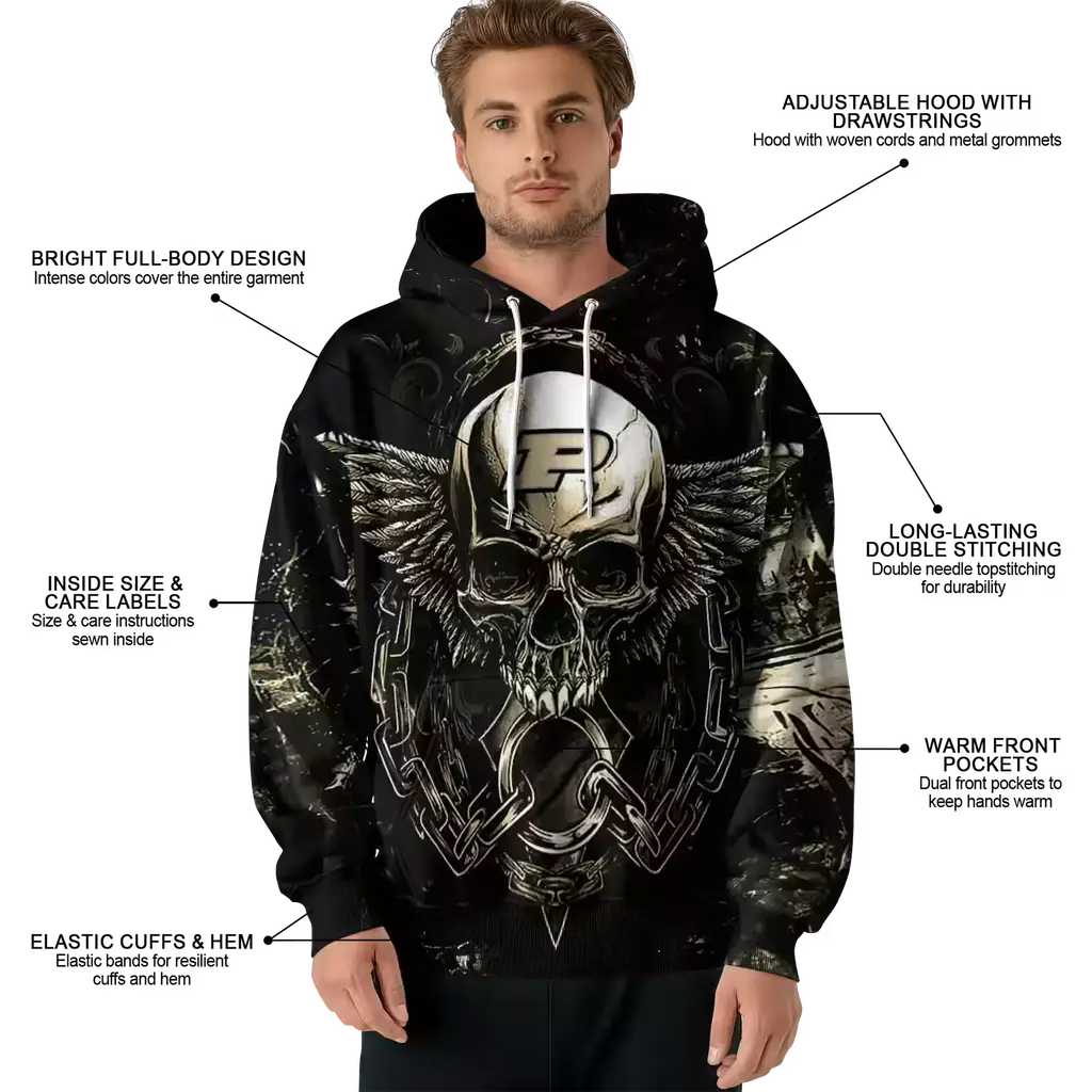 purdue boilermakers skull artwork gold black hoodie latest model purdue boilermakers skull artwork gold black hoodie latest model