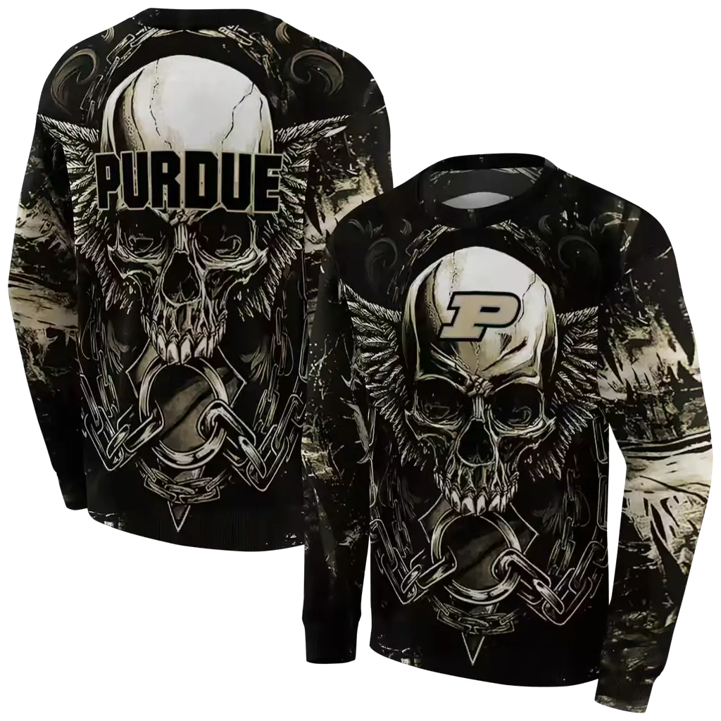 purdue boilermakers skull artwork gold black hoodie premium grade purdue boilermakers skull artwork gold black hoodie premium grade