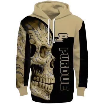 purdue boilermakers skull motif gold black hoodie best selling