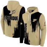 purdue boilermakers splatter effect gold hoodie best selling